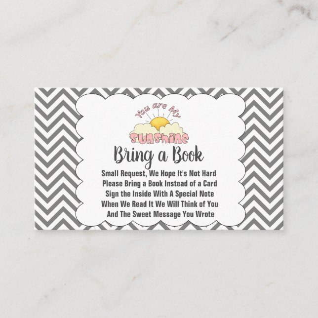 Personalised You Are My Sunshine Bring A Book Enclosure Card (Front)