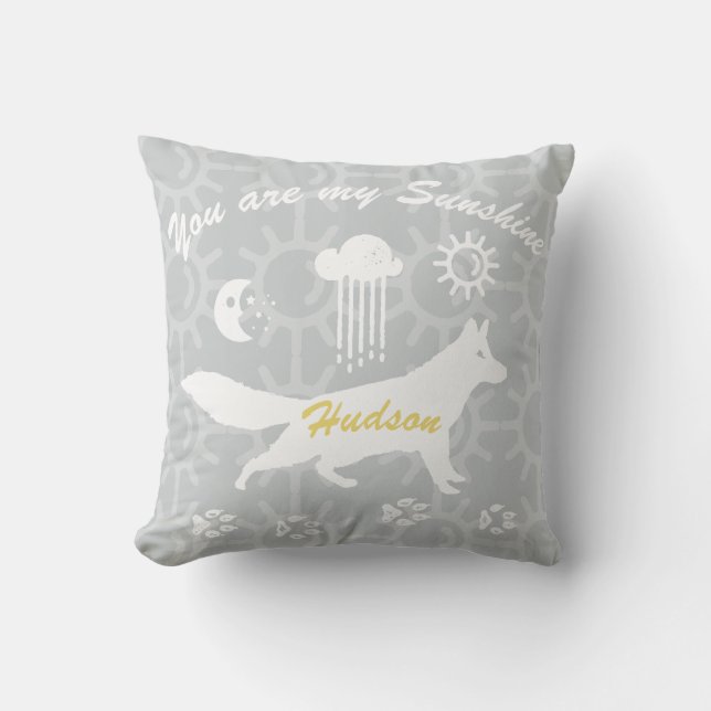 Personalised You Are My Sunshine Fox Tracks Cushion (Front)