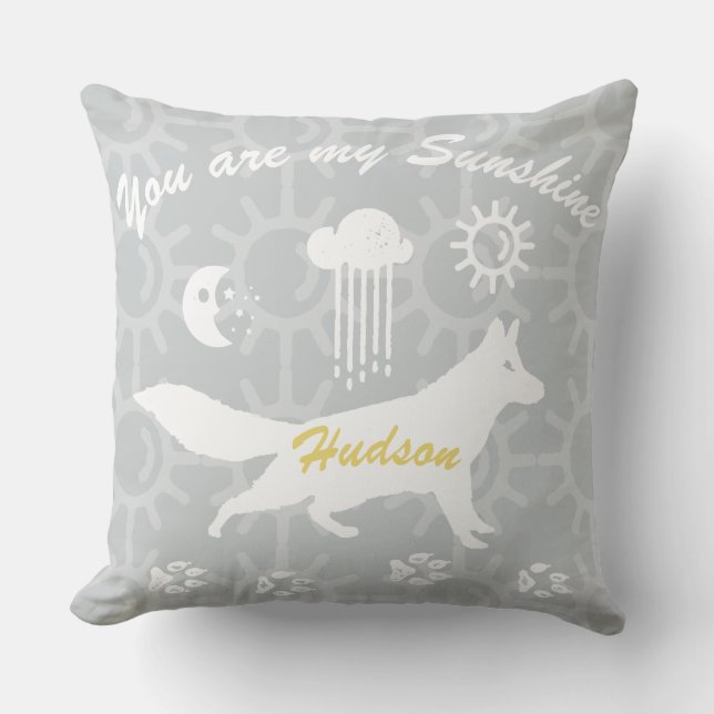 Personalised You Are My Sunshine Fox Tracks Cushion (Front)