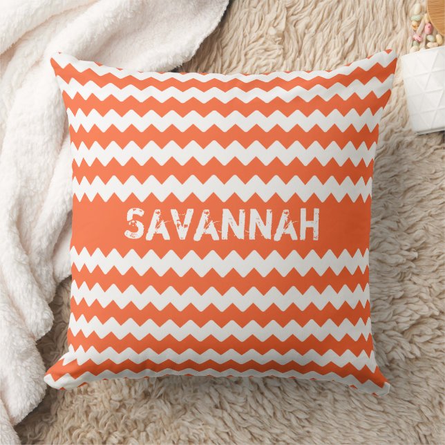 Personalised You Choose Colour Zigzag Grunge Font Cushion (Blanket)