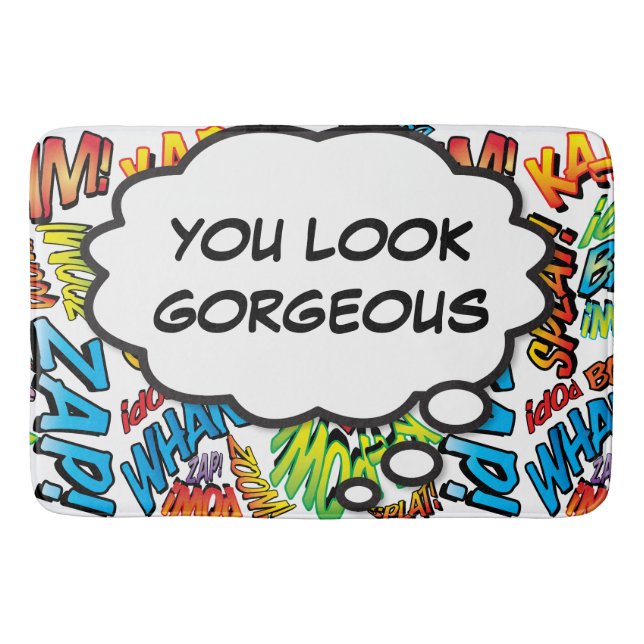 Personalised YOU LOOK GORGEOUS Colourful Modern Bath Mat (Front)