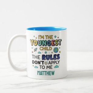 Personalised Youngest Child Space Kids Funny Gift Two-Tone Coffee Mug
