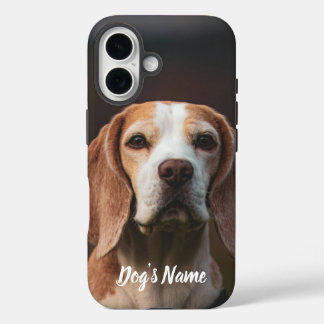 Personalised your Beagle Dog Photo & Name iPhone 16 Case