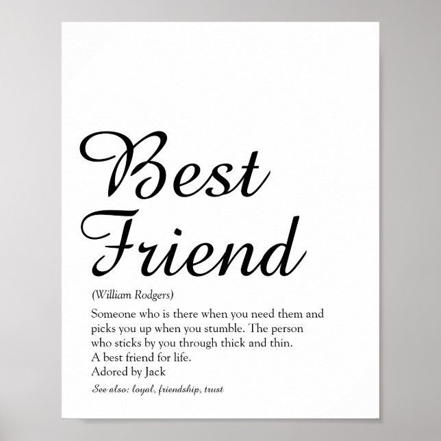 Personalised Your Best Friend Definition Script Poster (Front)
