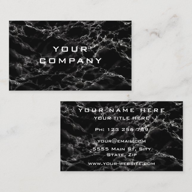 Personalised Your Business Card Black Marble (Front/Back)