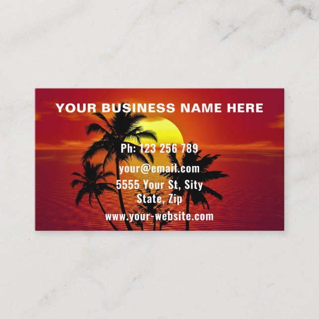 Personalised Your Business Card Tropical Sunset (Front)