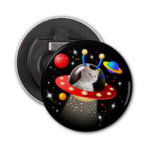 Personalised YOUR CAT Space Cat Kitten Sci-Fi Bottle Opener