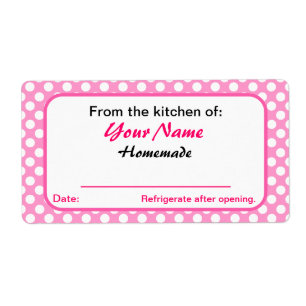 Personalised Your Kitchen Labels Pink Polka Dots