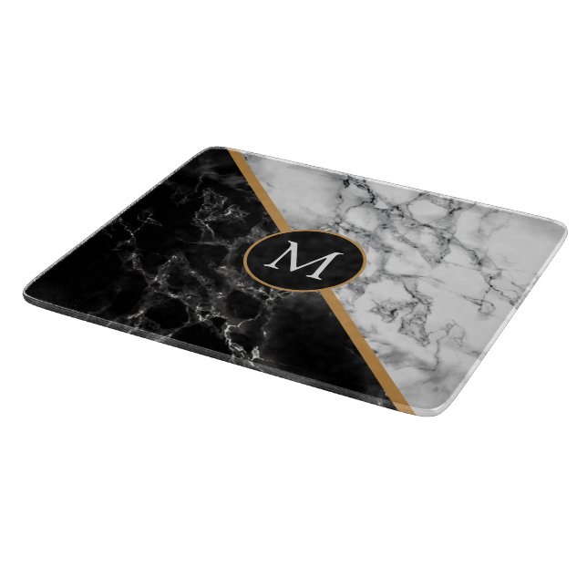 Personalised Your Letter Cutting Board Marble (Corner)