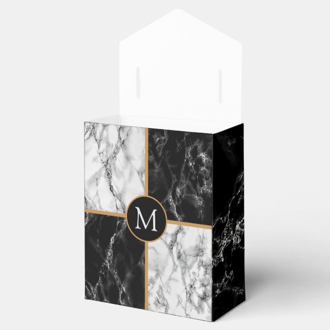 Personalised Your Letter Favour Box Marble Design (Opened)