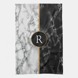 Personalised Your Letter Marble Kitchen Towel
