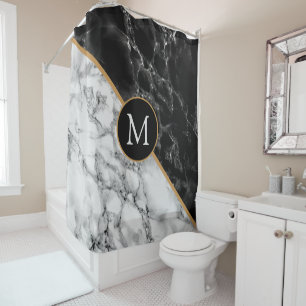 Personalised Your Letter Marble Shower Curtain