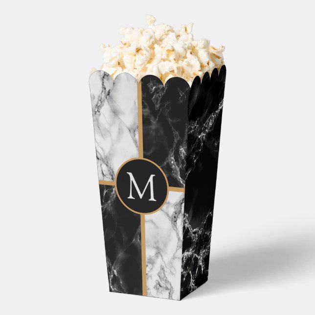 Personalised Your Letter Popcorn Box Marble Design (Popped)