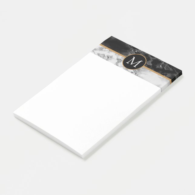 Personalised Your Letter Sticky Notes Marble Stone (Angled)