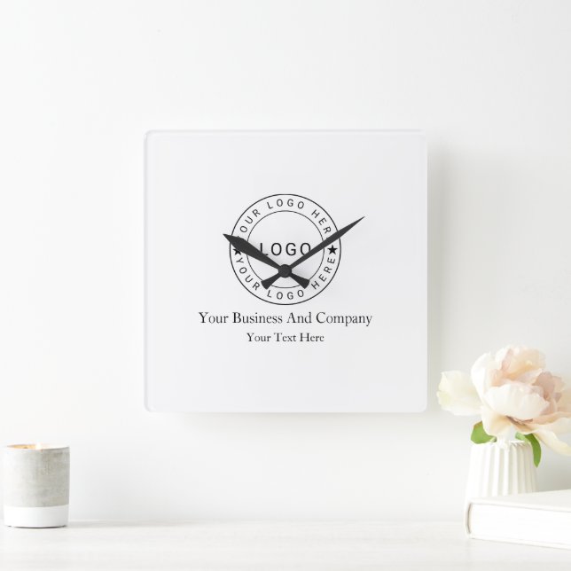 Personalised your Logo and Text Square Wall Clock (Home)