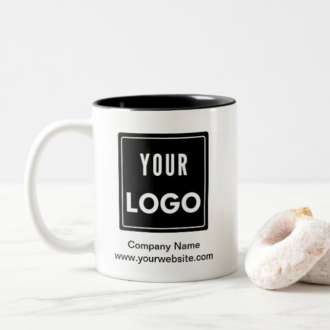 Personalised Your Logo Business  Two-Tone Coffee Mug (With Donut)