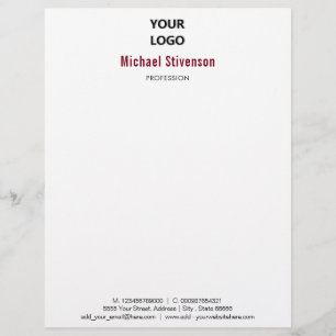 Personalised Your Logo Name Text Info Letterhead