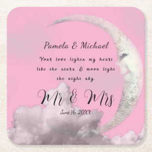 Personalised Your Love Lights MY Heart Square Paper Coaster