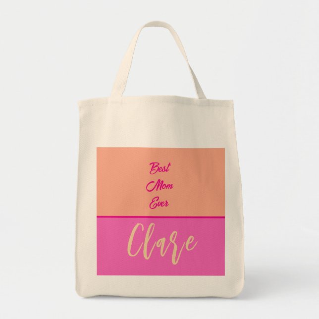 Personalised your Mummy name PINK AND ROSE Tote Bag (Front)
