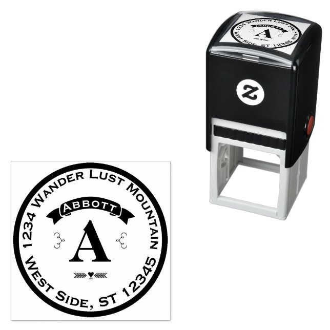 Personalised Your Name and Address Monogram Self-inking Stamp (In Situ)