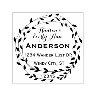 Personalised Your Name and Address Wreath Self-inking Stamp