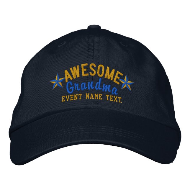 Personalised Your Name Awesome Grandma Embroidery Embroidered Hat (Front)