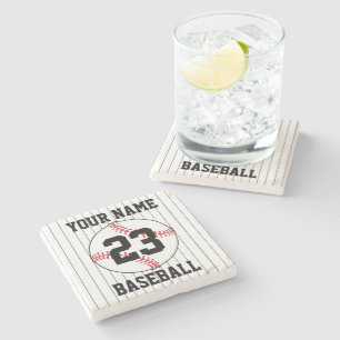 Personalised YOUR NAME Baseball Stone Coaster