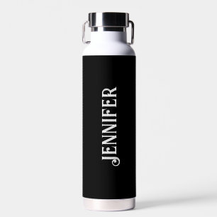 Personalised Your name Black Script Wedding Water  Bottle