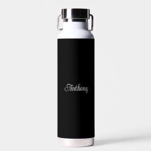 Personalised Your name Black Script Wedding Water Bottle