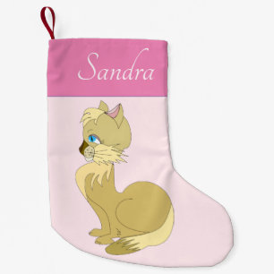 Personalised Your Name Christmas Stocking with Cat