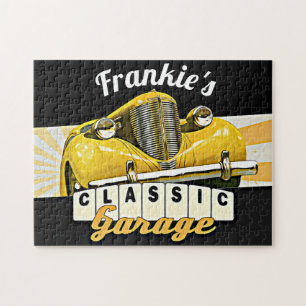 Personalised Your Name Classic Car Garage Jigsaw Puzzle