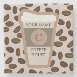 Personalised YOUR NAME Coffee House Stone Coaster