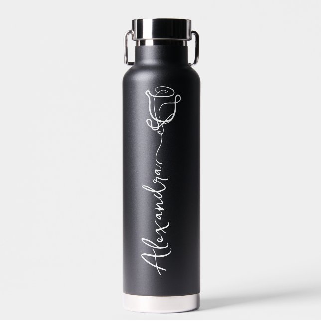 Personalised Your Name Elegant Floral Water Bottle (Front)