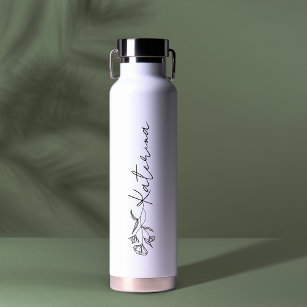Personalised Your Name Floral Water Bottle