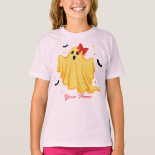 Personalised Your Name Girls' Halloween Ghost T-Shirt