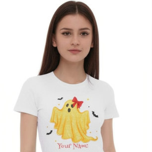 Personalised Your Name Girls' Halloween Ghost  T-Shirt