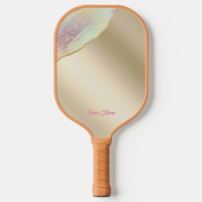 Personalised Your Name Gold Iridescent Pickleball Paddle (Front)