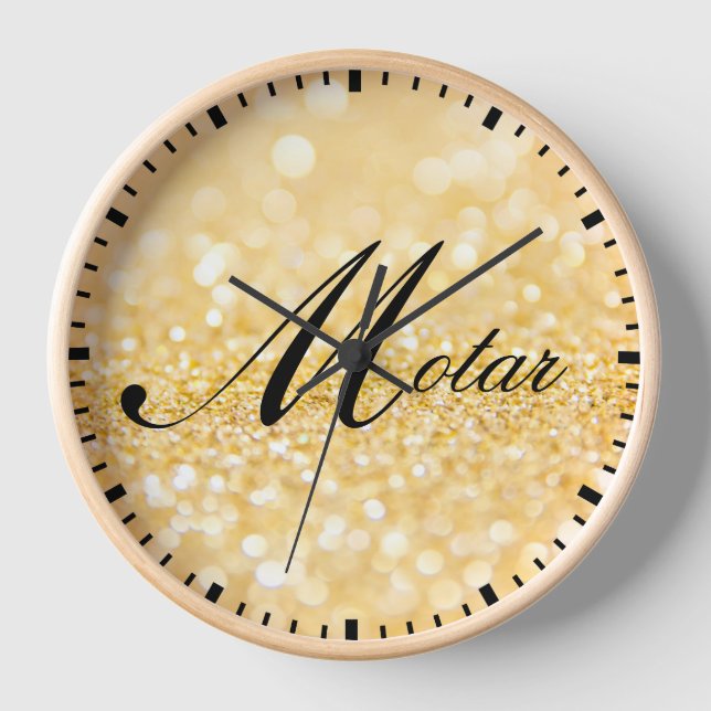Personalised Your Name Golden style Clock (Front)