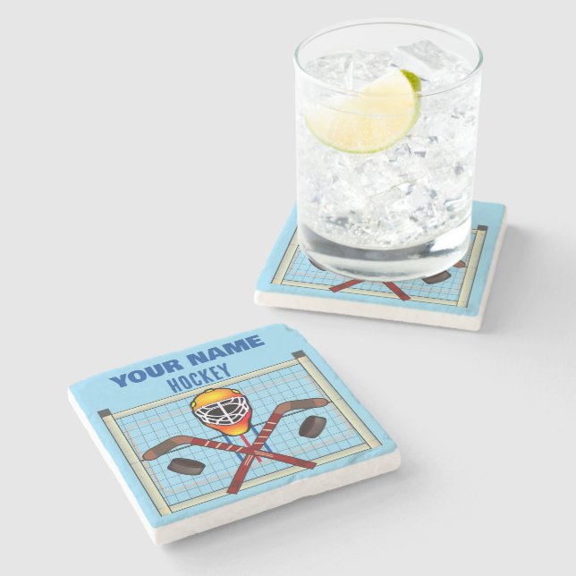 Personalised YOUR NAME Hockey Stone Coaster (Side)
