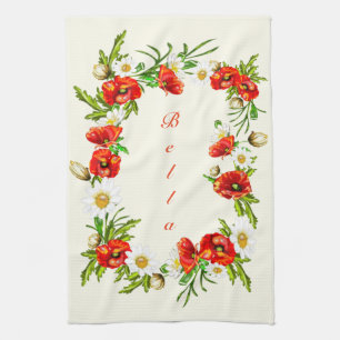 Personalised Your Name Kitchen Towel Flowers Frame