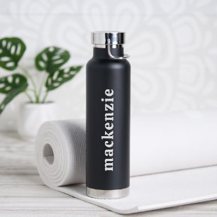 Personalised Your Name Minimalist Black Wedding Water Bottle