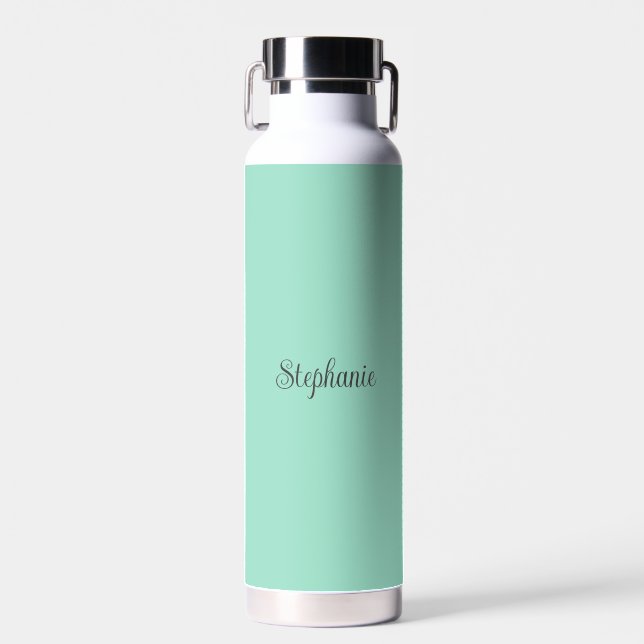 Personalised Your name Mint Script Wedding Water  Bottle (Front)