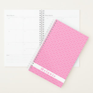 Personalised Your Name Pink Planner with Hearts