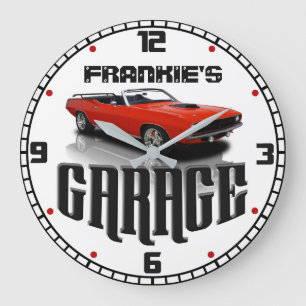 Personalised YOUR NAME Plymouth Cuda Car Garage Large Clock