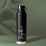 Personalised Your Name Script Black Wedding Water Bottle<br><div class="desc">Add your name to this water bottle for a personalised wedding favour,  bridal party gift or just for everyday use!</div>