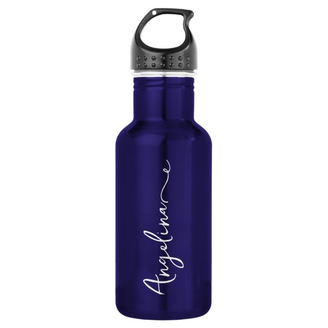 Personalised Your Name Script Blue Wedding 532 Ml Water Bottle (Front)