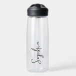 Personalised Your Name Script Clear Water Bottle<br><div class="desc">Add your name to this water bottle for a personalised wedding favour,  bridal party gift or just for everyday use!</div>