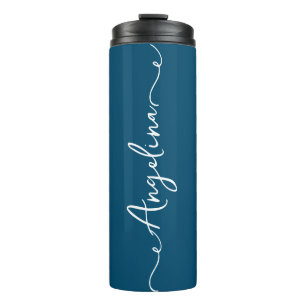 Personalised Your Name Script Navy Wedding Thermal Tumbler