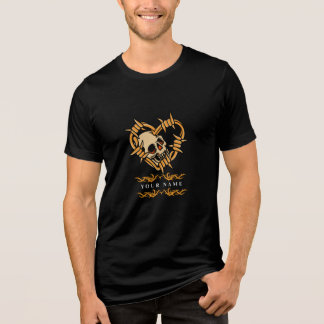 Personalised "Your Name" Skull in Barbed Wire Hear Tri-Blend Shirt