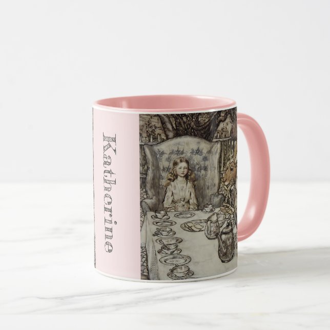 Personalised Your Name Vintage Alice in Wonderland Mug (Front Right)